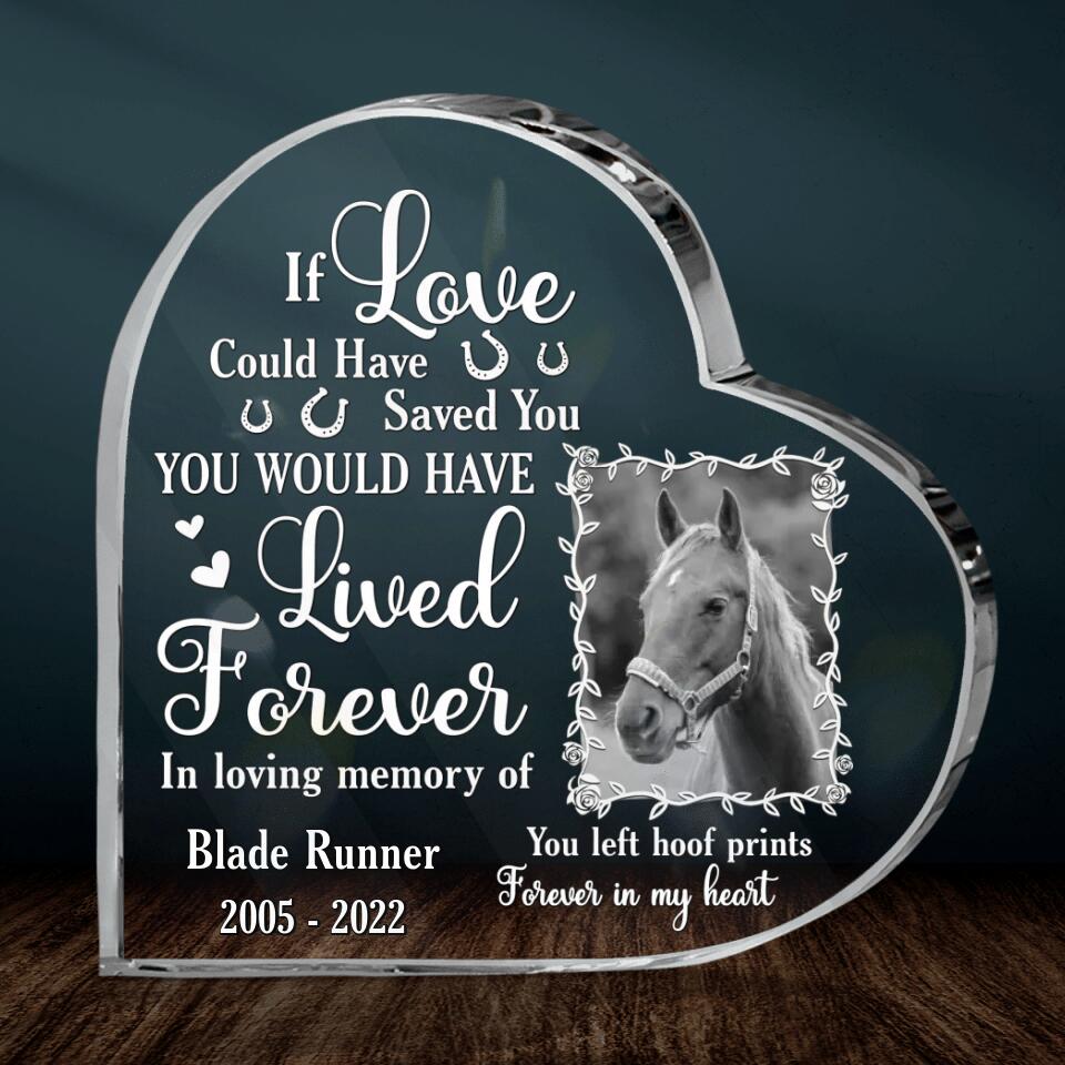 Personalized Memorial Horse Photo Acrylic Plaque - Memorial Gift Idea For Horse Owners - If Love Could Have Saved You You Would Have Lived Forever