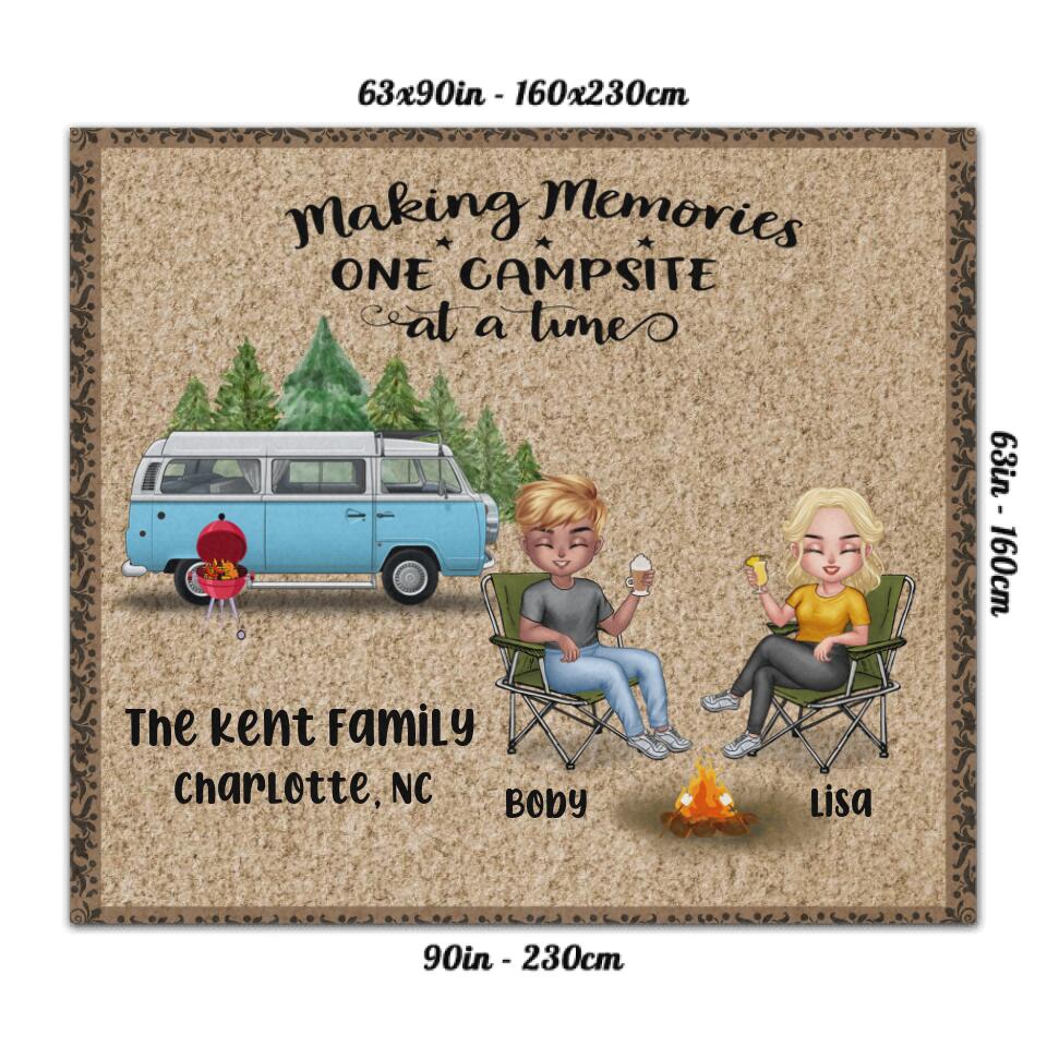Personalized Camping Chibi Rug - Man/Woman/Couple - Gift Idea For Camping Lover - Making Memories One Campsite At A Time
