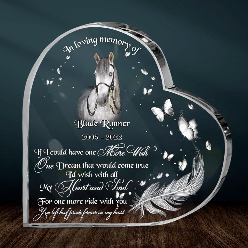 Personalized Memorial Horse Photo Acrylic Plaque - Memorial Gift Idea For Horse Owners - If I Could Have One More Wish