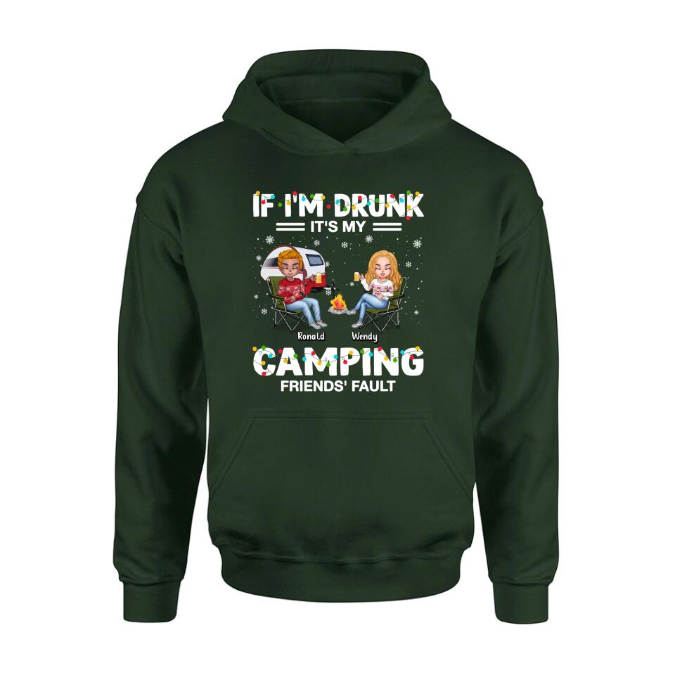 Personalized Camping Friends Shirt - Up to 7 Friends - Christmas Gift For Friends/Camping Lovers - If I'm Drunk It's My Camping Friends' Fault