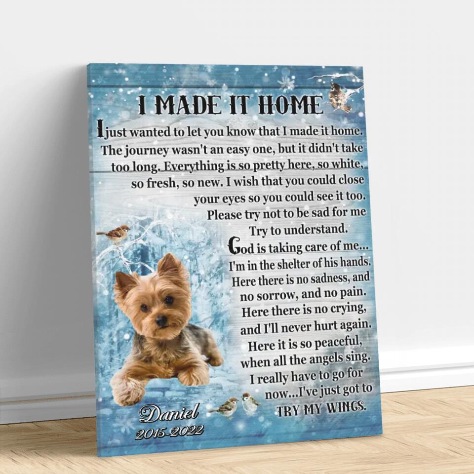 Personalized Memorial Pet Canvas - Upload Photo - Memorial Gift Idea Dog/Cat Lover - I Made It Home