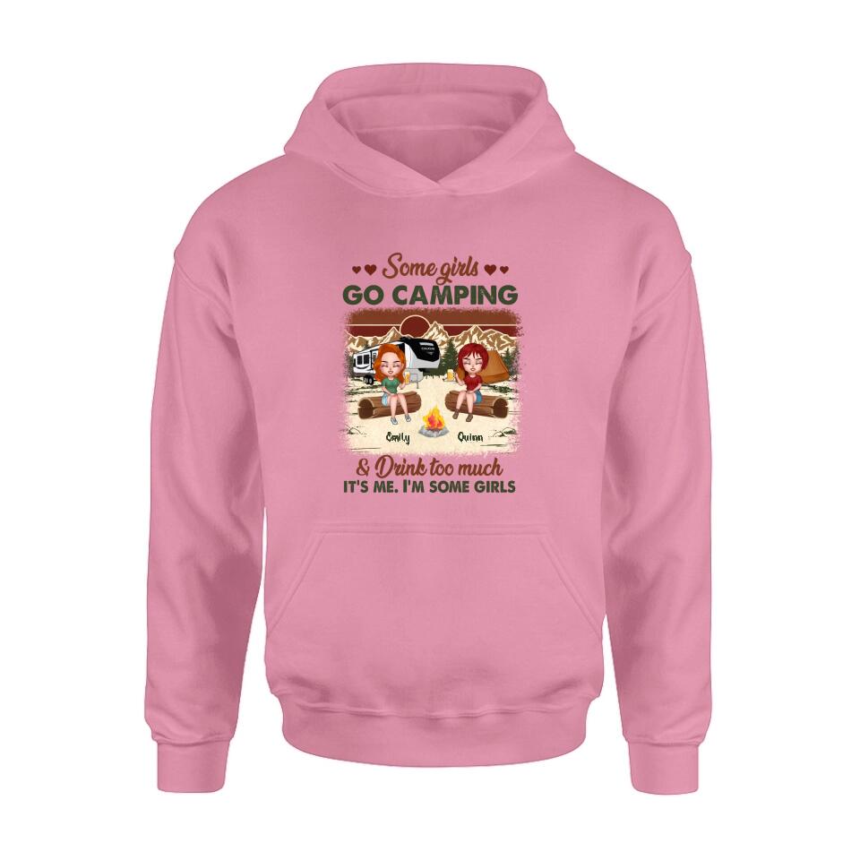 Personalized Camping Girls Shirt - Up to 6 Friends - Gift Idea For Friends/Besties/Camping Lovers - Some Girls Go Camping And Drink Too Much