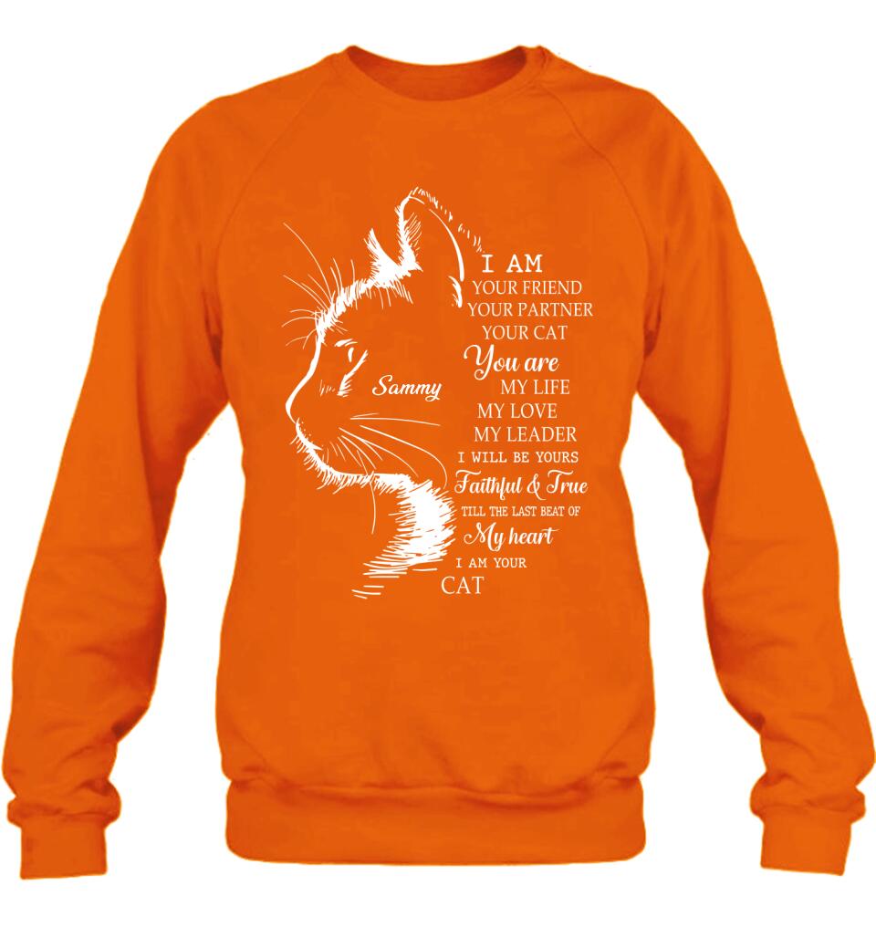 Personalized Cat T-shirt/Long Sleeve/Sweatshirt/Hoodie - Gift Idea For Cat Lover - I Am Your Friend Your Partner Your Cat