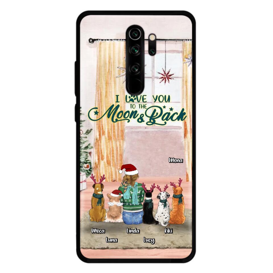 Personalized Christmas Dog Mom Phone Case - Up to 5 Dogs - Gift Idea For Dog Lover/Dog Mom - I Love You To The Moon & Back - Case For Oppo, Xiaomi & Huawei