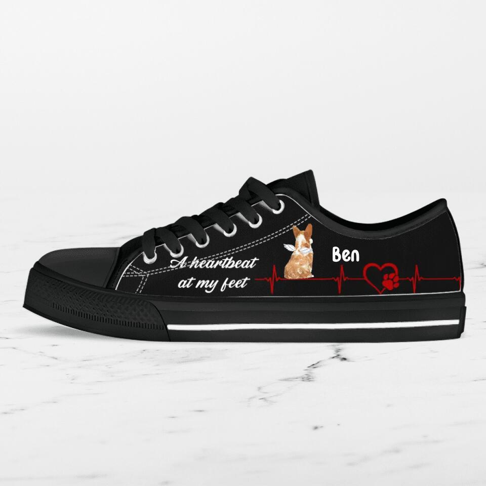 Personalized Dog Sneakers - Gift Idea For Dog Lovers - Up to 3 Dogs - A Heart Beat At My Feet