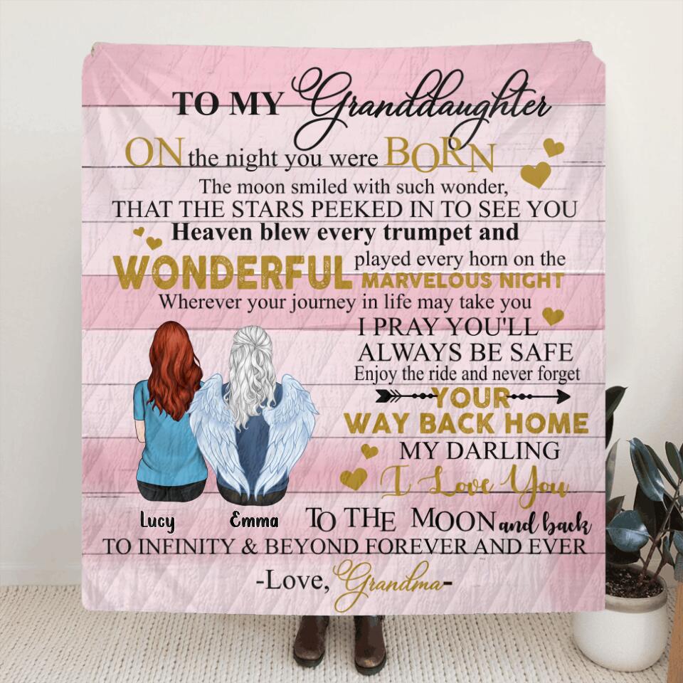 Personalized To My Granddaughter Quilt/Fleece Throw Blanket - Gift Idea For Granddaughter - On The Night You Were Born