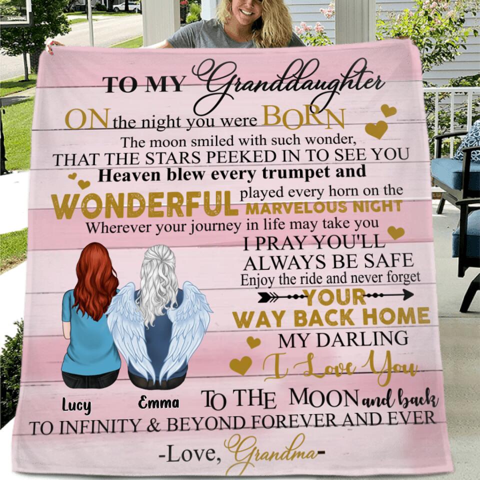 Personalized To My Granddaughter Quilt/Fleece Throw Blanket - Gift Idea For Granddaughter - On The Night You Were Born