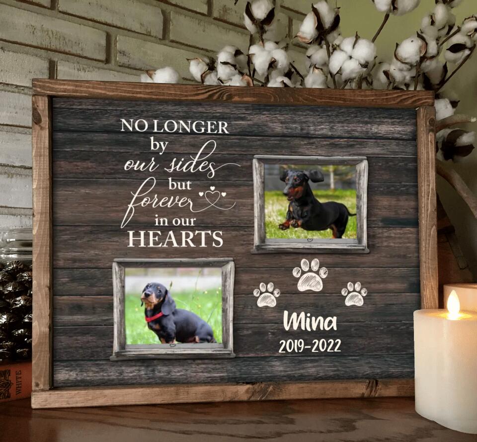 Personalized Memorial Pet Poster - Upload 2 Photos - No Longer By Our Sides But Forever In Our Hearts