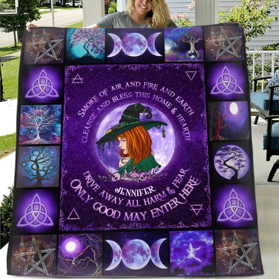 Personalized Witch Quilt/Fleece Throw Blanket - Gift Idea For Witch Lovers/Halloween - Only Good May Enter Here