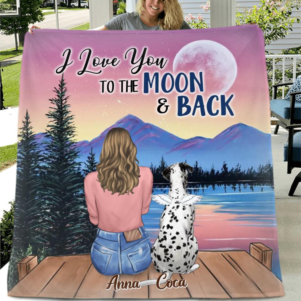 Personalized Memorial Pet Pillow Cover/Fleece/Quilt Blanket - Up to 4 Pets - Gift For Dog/Cat Lover - I Love You To The Moon & Back