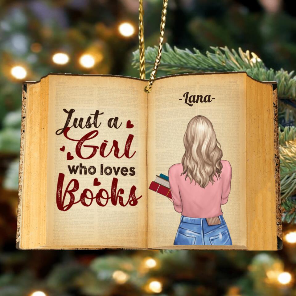 Personalized Reading Book Ornament - Gift Idea For Reading Lovers - Just A Girl Who Loves Books