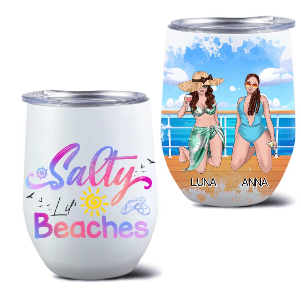 Personalized Cruising Friends Wine Tumbler - Up to 4 People - Gift Idea For Friends - Salty Lil' Beaches