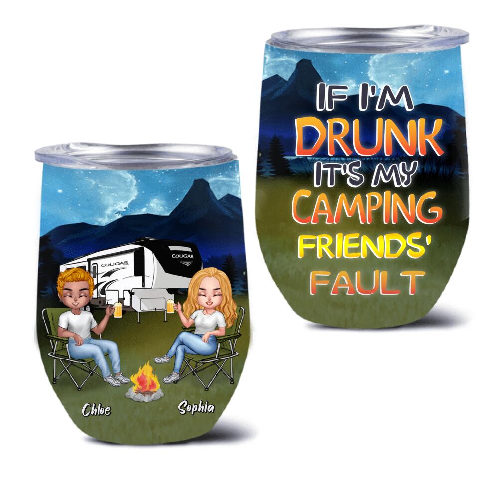 Personalized Camping Friends Wine Tumbler - Up to 7 People - Gift Idea For Friends/Camping Lover - Life Is Better When You're Camping With Friends