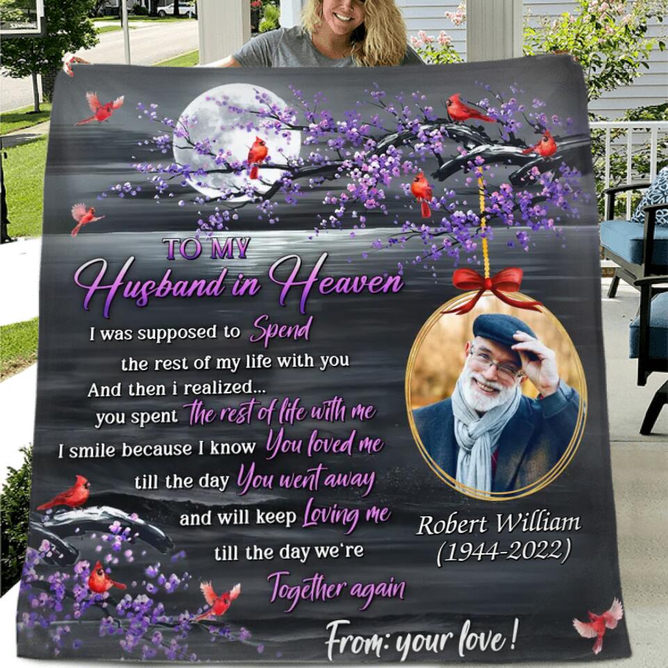 Personalized Widowed Quilt/Fleece Blanket - Upload Photo - Memorial Gift Idea - To My Husband In Heaven