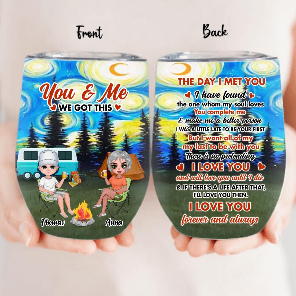 Personalized Couple Camping Wine Tumbler - Gift Idea For Camping Lover - I Love You Forever And Always