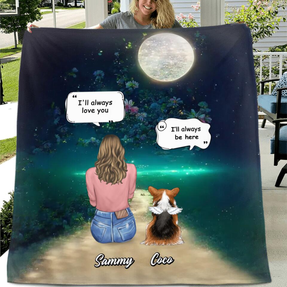 Personalized Memorial Pet Fleece Blanket/Quilt - Memorial Gift Idea For Dog/Cat/Rabbit Lovers - Up to 5 Pets - I'll Always Love You