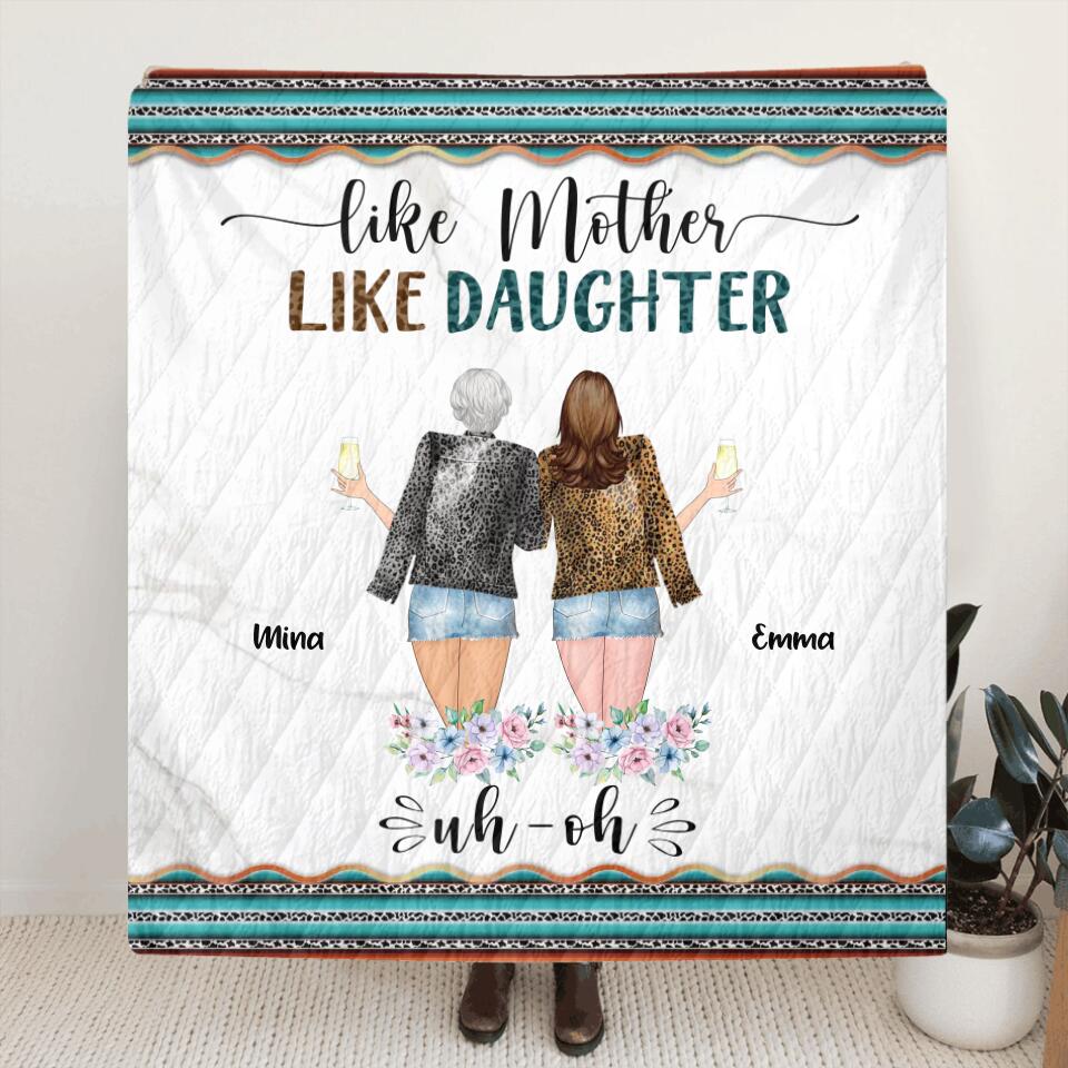 Personalized Mother & Daughter Fleece Throw Blanket/Quilt - Gift Idea For Daughter - Mother's Day Gift From Daughter - Like Mother Like Daughter