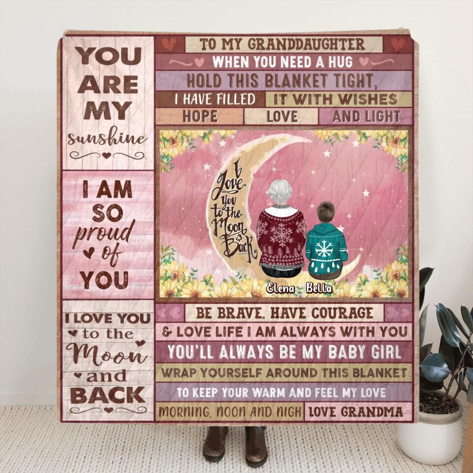 Personalized To My Granddaughter Quilt/Fleece Throw Blanket - Gift Idea For Granddaughter - You Are My Sunshine