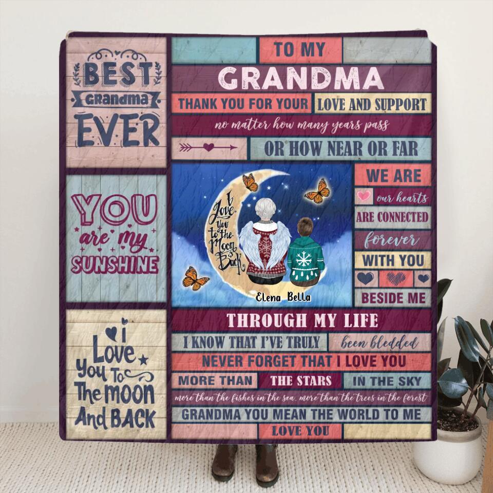 Personalized To My Grandma Quilt/Fleece Throw Blanket - Gift Idea For Grandma From Grandkid - Up to 3 Kids - Best Grandma Ever