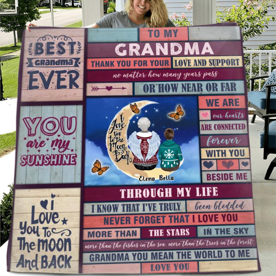 Personalized To My Grandma Quilt/Fleece Throw Blanket - Gift Idea For Grandma From Grandkid - Up to 3 Kids - Best Grandma Ever