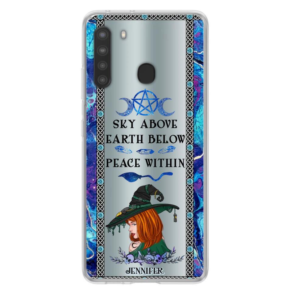 Custom Personalized Witch Phone Case - Gift Idea For Witch Lovers - Sky Above Earth Below Peace Within - Cases For iPhone & Samsung
