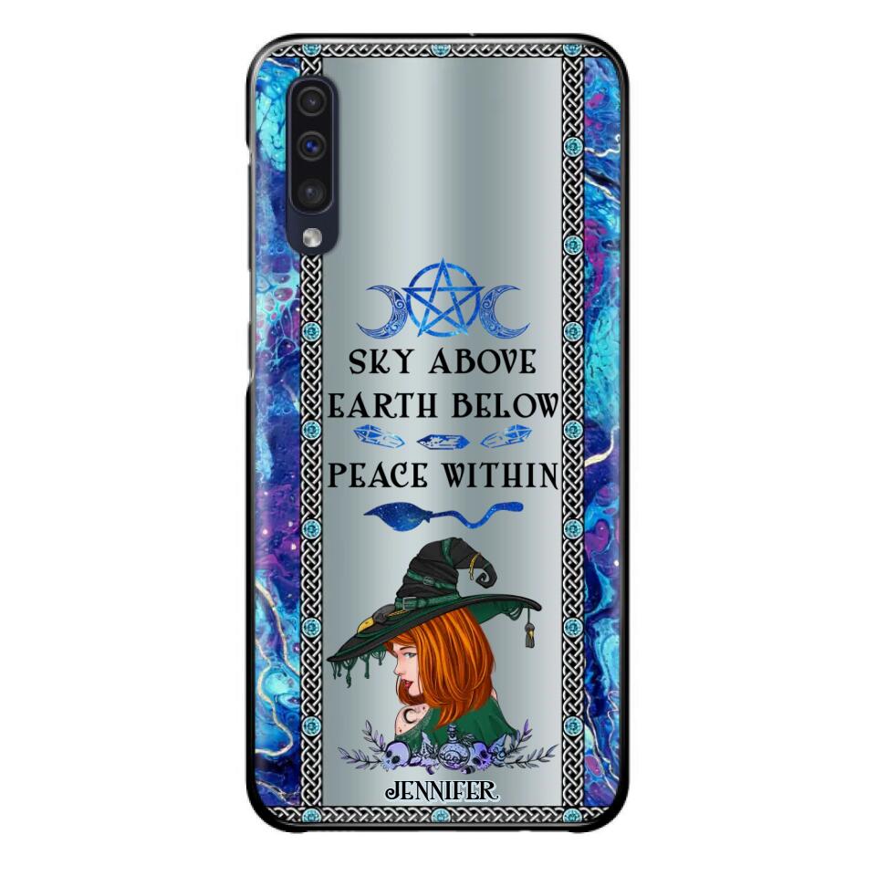 Custom Personalized Witch Phone Case - Gift Idea For Witch Lovers - Sky Above Earth Below Peace Within - Cases For iPhone & Samsung