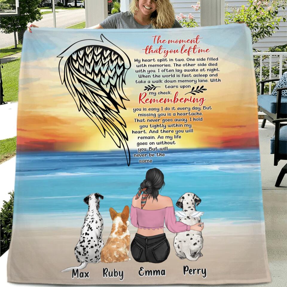Personalized Memorial Pet Mom Quilt/Fleece Throw Blanket - Memorial Gift Idea For Dog/Cat Lover - Up to 3 Pets - The Moment That You Left Me