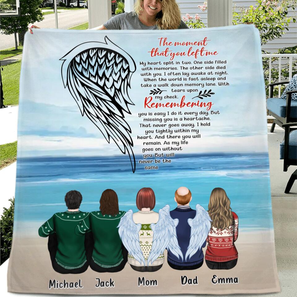 Personalized Memorial Family Quilt/Fleece Throw Blanket - Memorial Gift Idea For Family Member - Up to 5 People - The Moment That You Left Me