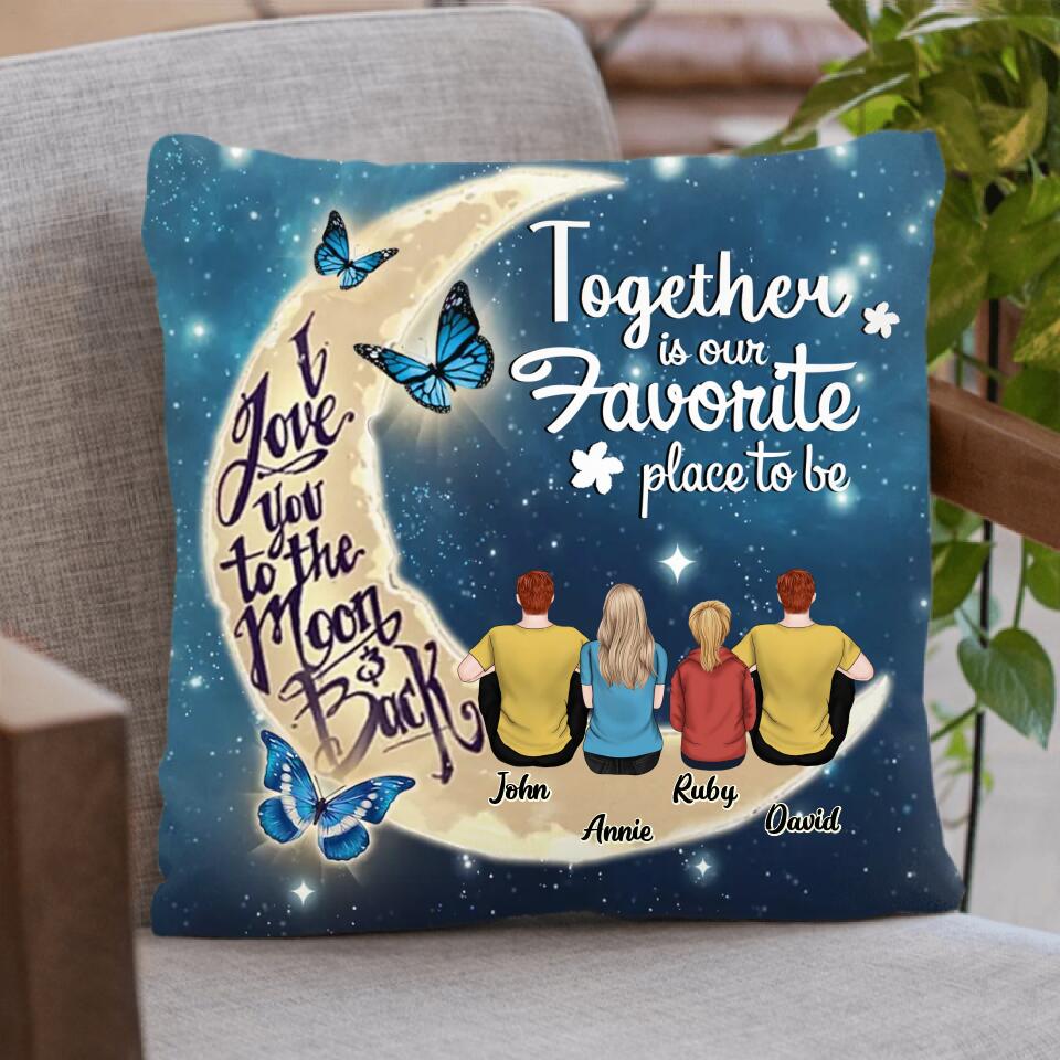 Personalized Family Pillow Cover/Fleece Throw Blanket/Quilt - Gift Idea For Family - Up to 4 People - Together Is Our Favorite Place To Be