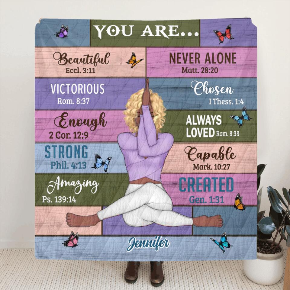 Personalized Daughter Bible Verses Quilt/Fleece Throw Blanket/Pillow Cover - Gift Idea For Daughter - God Says You Are