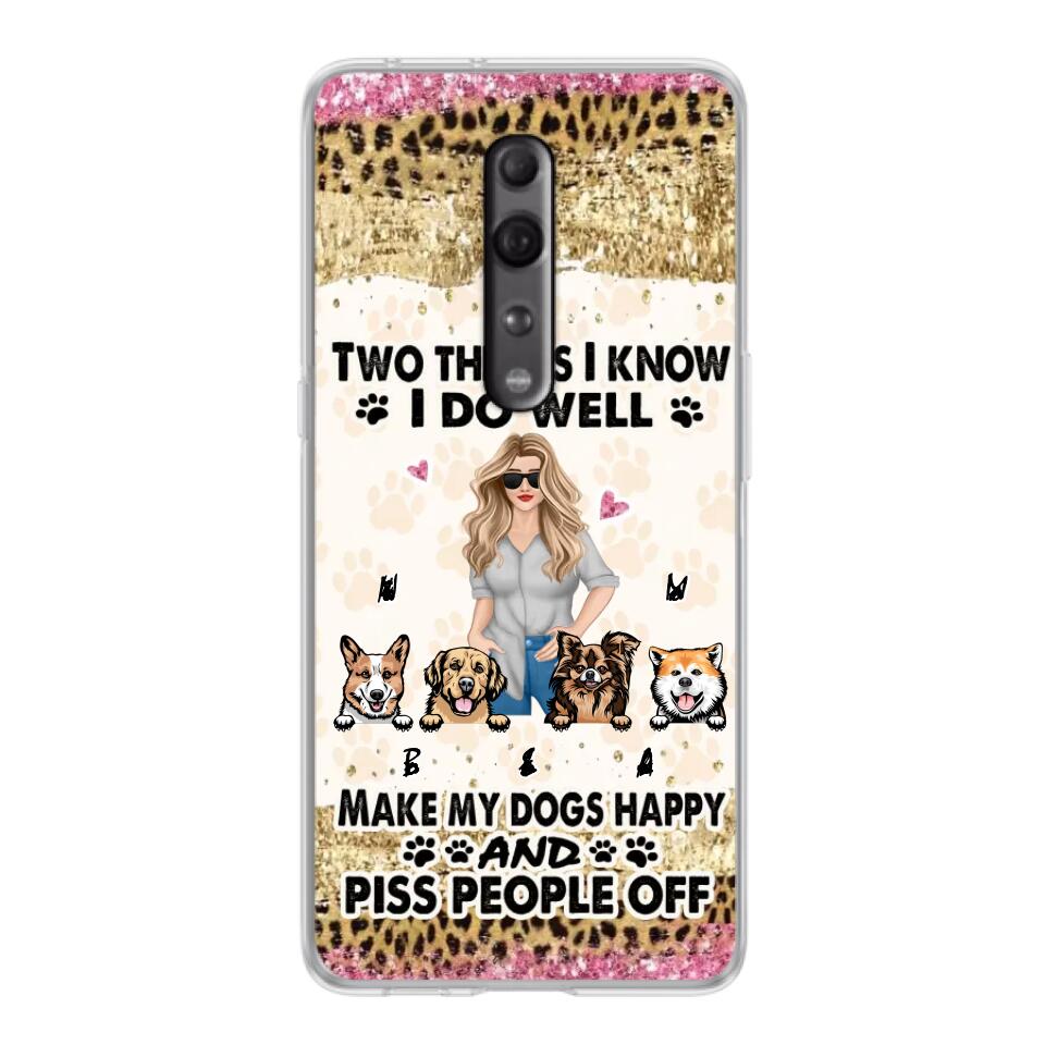 Personalized Happy Dog Mom Phone Case - Gift Idea For Dog Lovers/Dog Owners - Up to 4 Dogs - Two Things I Know I Do Well - Case For Oppo, Xiaomi & Huawei