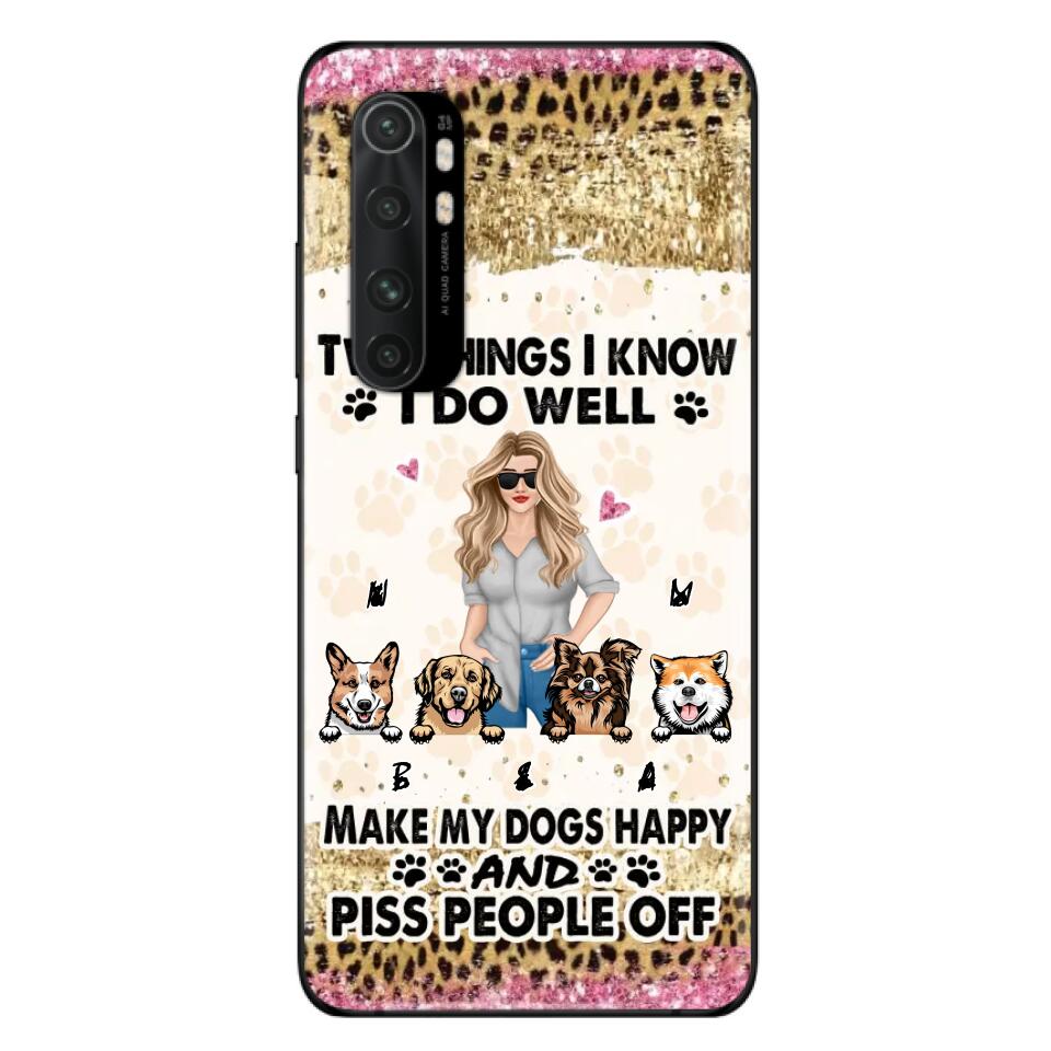 Personalized Happy Dog Mom Phone Case - Gift Idea For Dog Lovers/Dog Owners - Up to 4 Dogs - Two Things I Know I Do Well - Case For Oppo, Xiaomi & Huawei