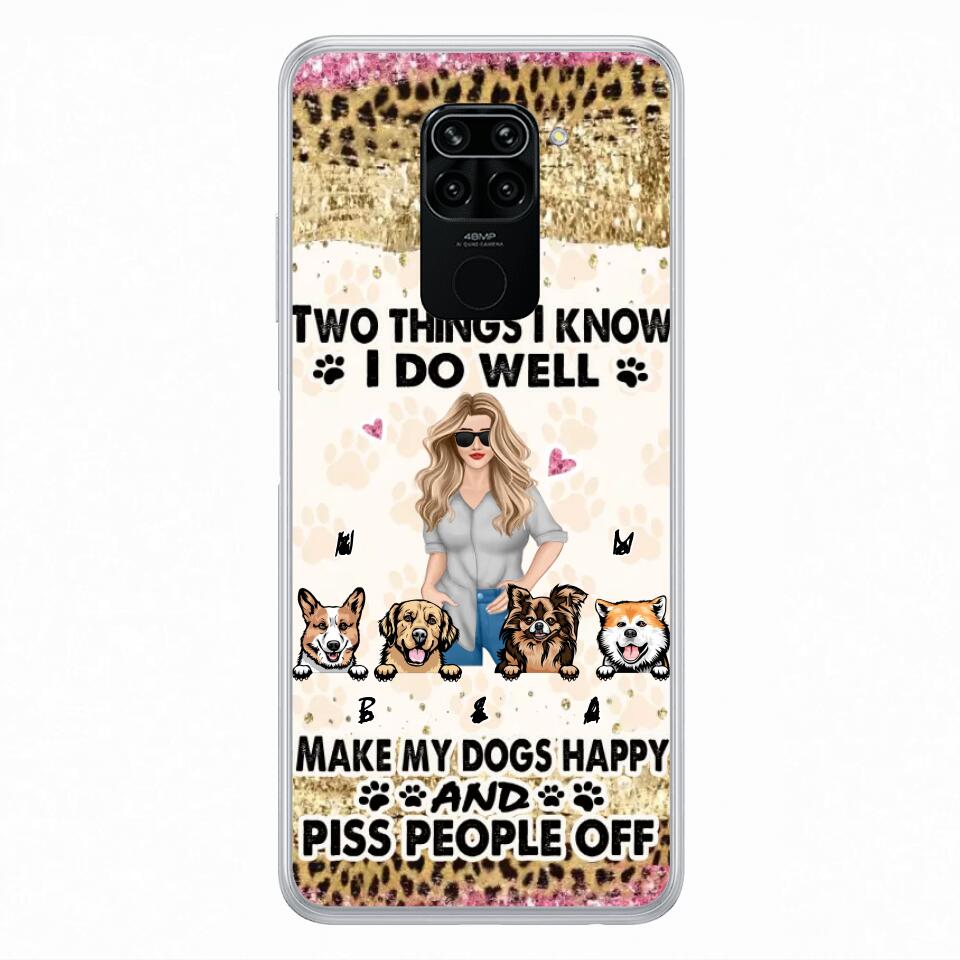 Personalized Happy Dog Mom Phone Case - Gift Idea For Dog Lovers/Dog Owners - Up to 4 Dogs - Two Things I Know I Do Well - Case For Oppo, Xiaomi & Huawei