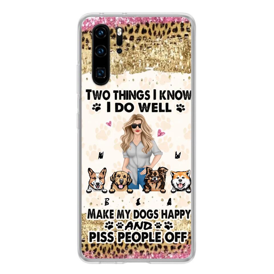 Personalized Happy Dog Mom Phone Case - Gift Idea For Dog Lovers/Dog Owners - Up to 4 Dogs - Two Things I Know I Do Well - Case For Oppo, Xiaomi & Huawei