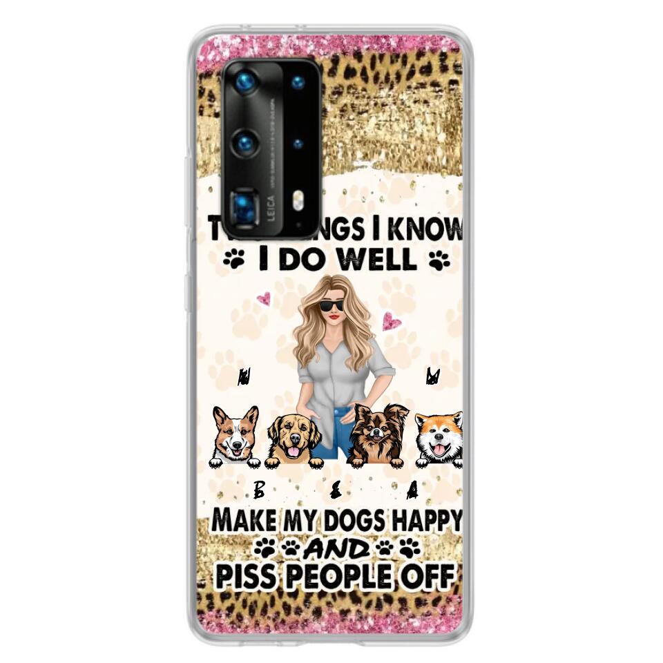 Personalized Happy Dog Mom Phone Case - Gift Idea For Dog Lovers/Dog Owners - Up to 4 Dogs - Two Things I Know I Do Well - Case For Oppo, Xiaomi & Huawei