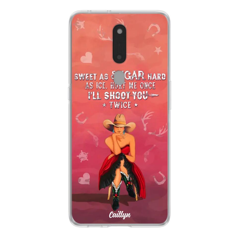 Custom Personalized Country Girl Phone Case - Gift Idea For Girl/ Birthday Gift - Sweet As Sugar Hard As Ice Hurt Me Once I'll Shoot You Twice - Case For Xiaomi, Oppo And Huawei
