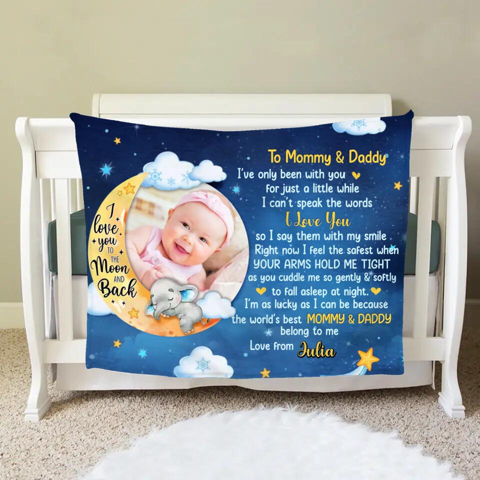 Personalized Baby Photo Fleece Throw Blanket - Gift Idea For Baby - To Mommy & Daddy