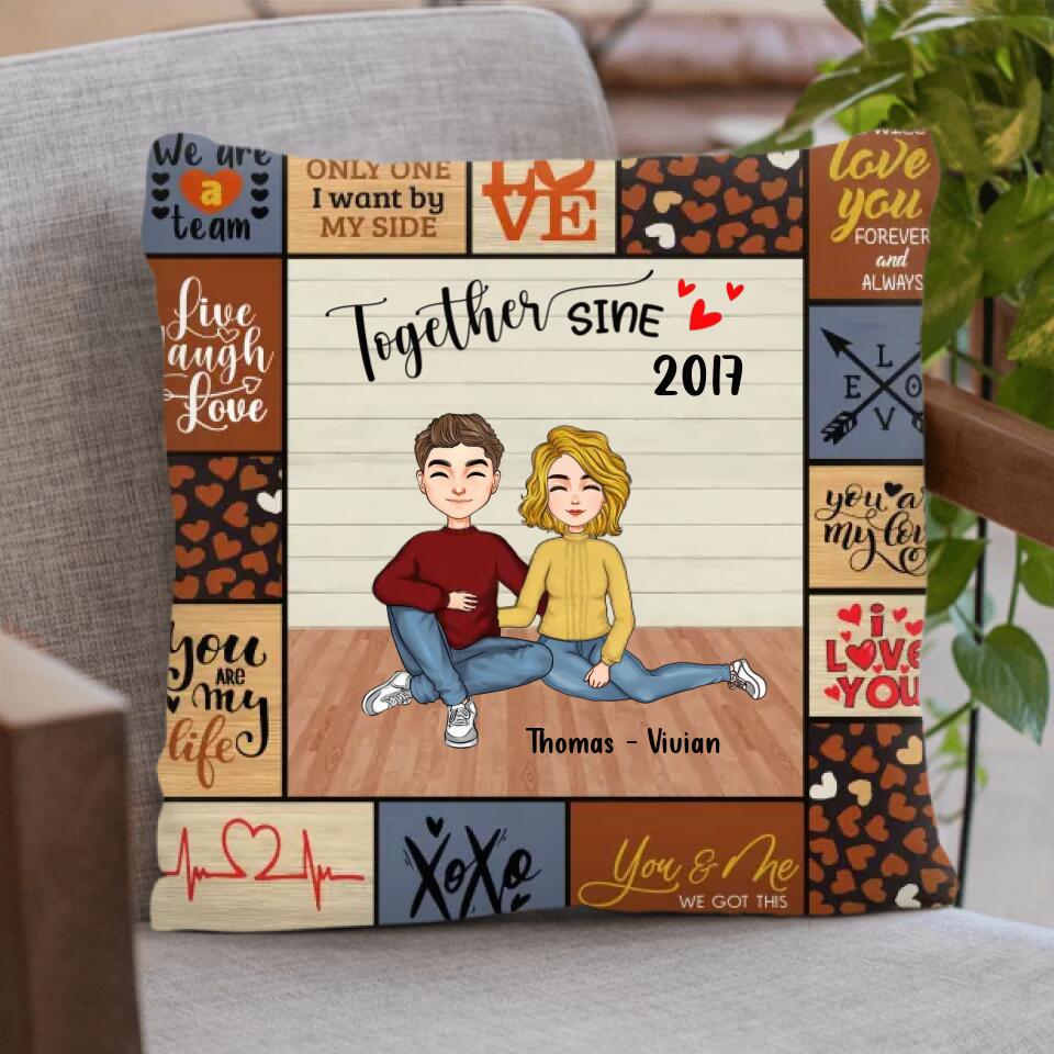 Personalized Together Couple Quilt/Fleece Throw Blanket/Pillow Cover - Gift Idea For Couple - Together Since 2017