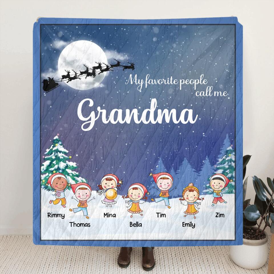 Personalized Christmas Kids Fleece Blanket/Quilt - Gift for Mother/Grandmother/Grandpa/Aunt