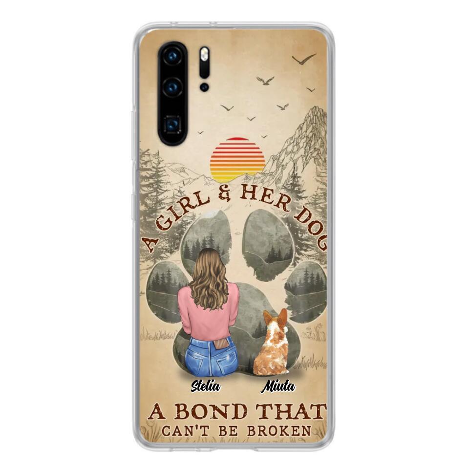 Personalized Pet Mom Phone Case - Gifts For Pet Lovers With Up to 4 Pets - A Girl And Her Dog A Bond That Can't Be Broken - Case For Oppo, Xiaomi & Huawei