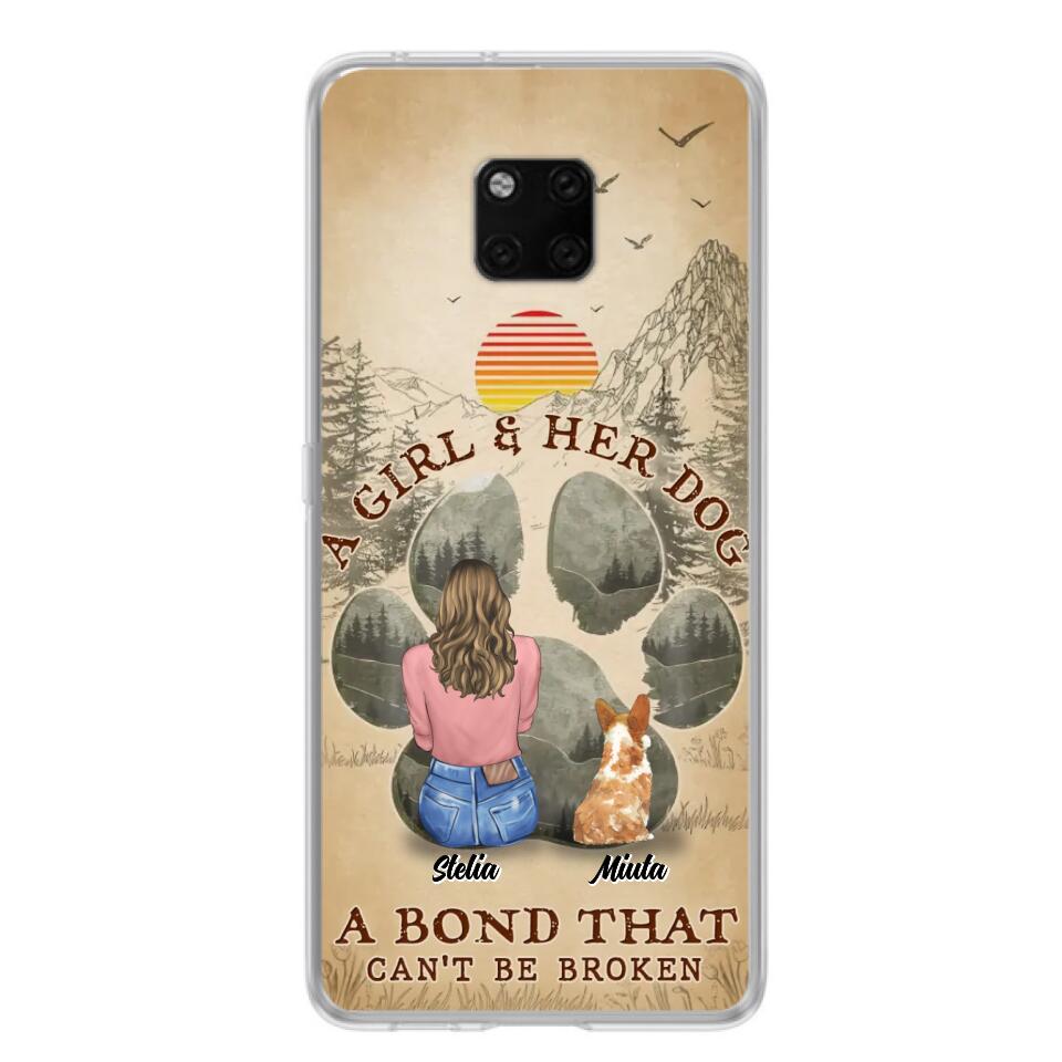 Personalized Pet Mom Phone Case - Gifts For Pet Lovers With Up to 4 Pets - A Girl And Her Dog A Bond That Can't Be Broken - Case For Oppo, Xiaomi & Huawei
