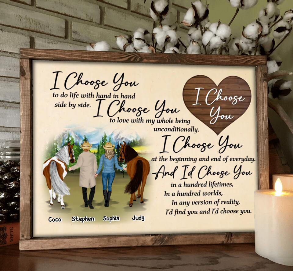 Personalized Horse Couple Poster - Gift Idea For Couple/Husband And Wife/Mother's Day Gift From Husband - I Choose You