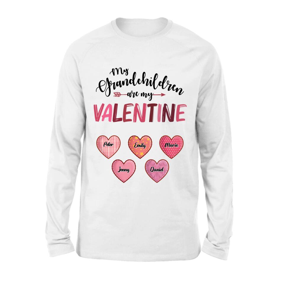 Personalized Grandma T-Shirt/Long Sleeve/Sweatshirt/Hoodie - Valentine's Day Gift Idea For Grandma - Up to 5 Kids - My Grandchild Is My Valentine