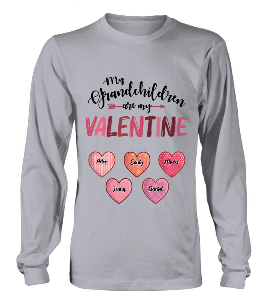 Personalized Grandma T-Shirt/Long Sleeve/Sweatshirt/Hoodie - Valentine's Day Gift Idea For Grandma - Up to 5 Kids - My Grandchild Is My Valentine