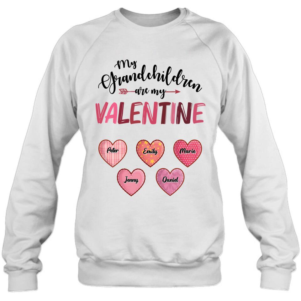 Personalized Grandma T-Shirt/Long Sleeve/Sweatshirt/Hoodie - Valentine's Day Gift Idea For Grandma - Up to 5 Kids - My Grandchild Is My Valentine