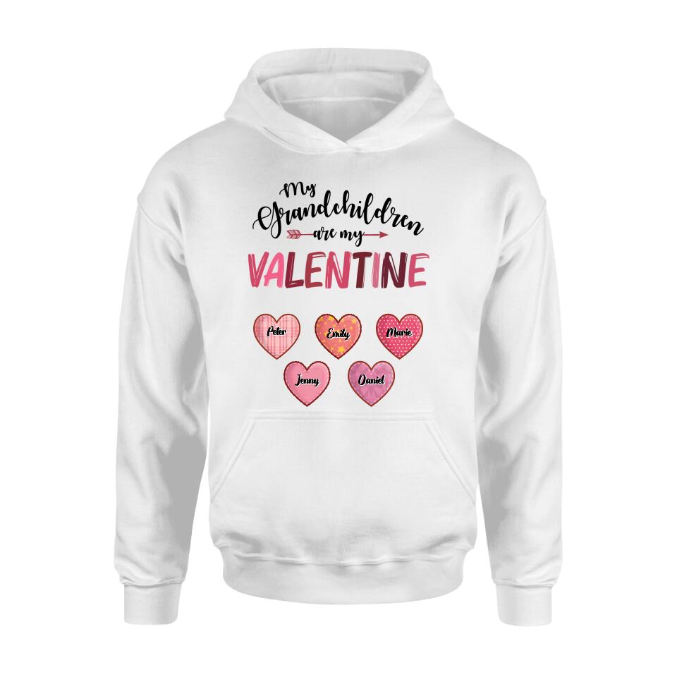 Personalized Grandma T-Shirt/Long Sleeve/Sweatshirt/Hoodie - Valentine's Day Gift Idea For Grandma - Up to 5 Kids - My Grandchild Is My Valentine