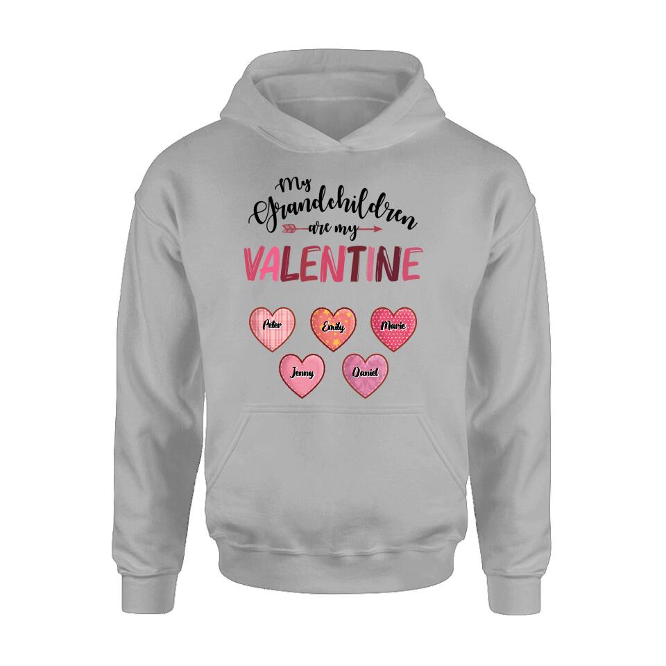 Personalized Grandma T-Shirt/Long Sleeve/Sweatshirt/Hoodie - Valentine's Day Gift Idea For Grandma - Up to 5 Kids - My Grandchild Is My Valentine