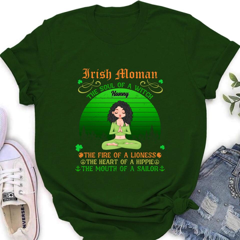 Personalized Irish Girl Yoga Shirt - Gift Idea For St Patrick's Day - Irish Woman The Soul Of A Witch