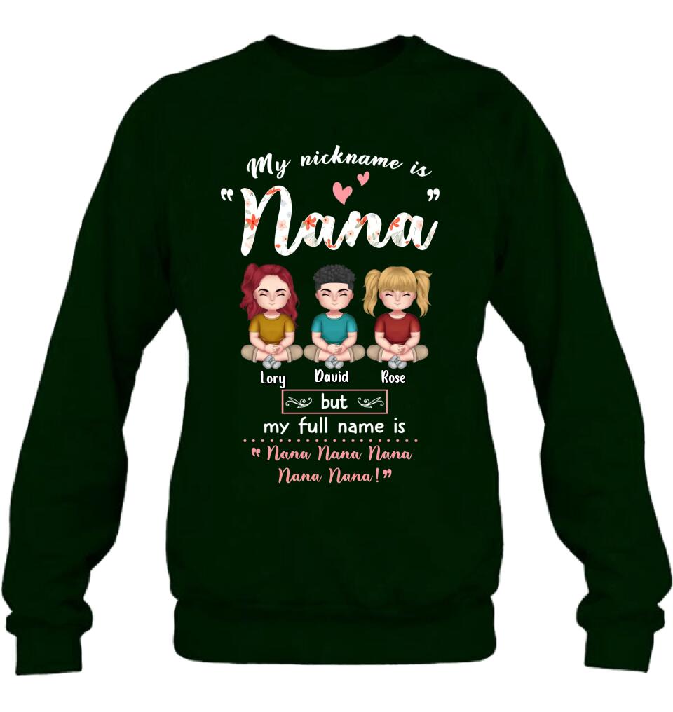 Personalized Grandma T-shirt/Long Sleeve/Sweatshirt/Hoodie - Mother's Day Gift For Grandma/Mother - My Nickname Is Nana