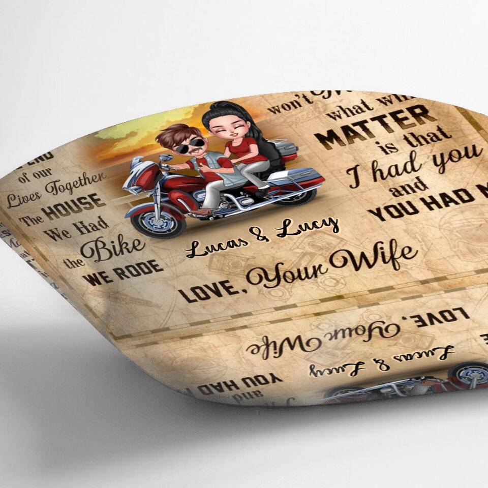 Personalized Couple Riding Pillow Cover/Fleece Throw Blanket/Quilt - Gift To Husband From Wife - To My Grumpy Biker